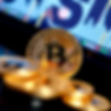 Symbolic representation of Bitcoin with digital currency background