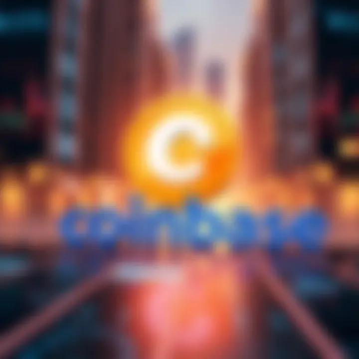 Coinbase: The Face of Digital Finance Coinbase logo prominently displayed against a modern digital backdrop