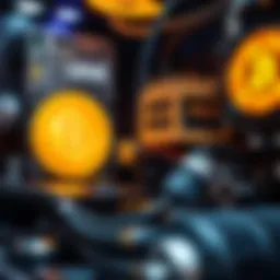Detailed view of cryptocurrency mining components