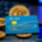 A digital representation of a crypto blue debit card showcasing its features