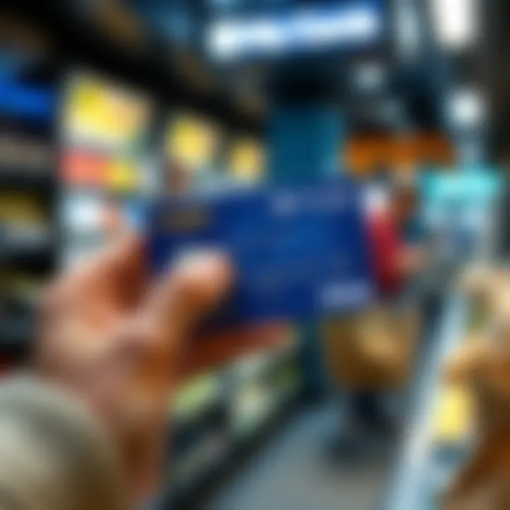 Concept image of everyday purchases made using a crypto blue debit card