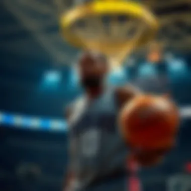 The Intersection of Sports and Cryptocurrency An artistic depiction of cryptocurrency trends with basketball elements