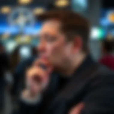 Elon Musk in a thoughtful pose, symbolizing his impact on cryptocurrency