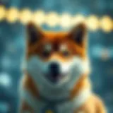 A visual representation of Coinbase's logo intertwined with Shiba Inu imagery