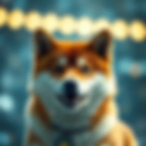 A visual representation of Coinbase's logo intertwined with Shiba Inu imagery