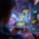 A captivating scene of a player immersed in a mobile game featuring vibrant graphics and dynamic gameplay.