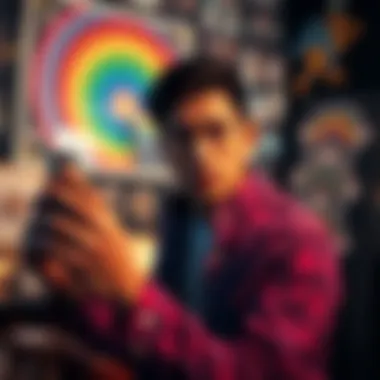 Artist showcasing Rainbow NFT artwork