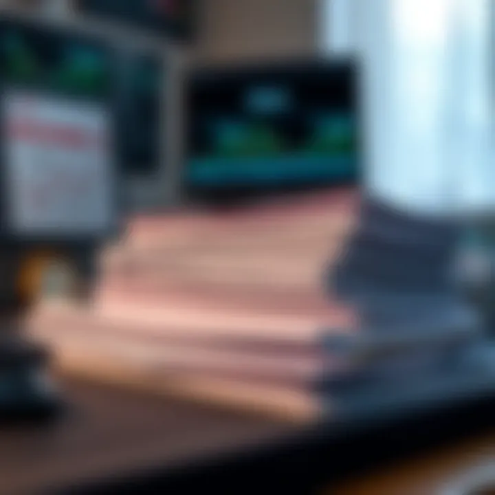Regulatory compliance documents stacked on a desk