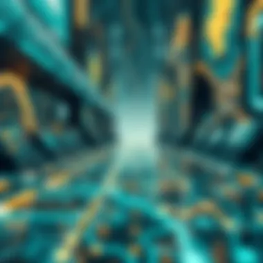 A futuristic digital landscape representing emerging technologies and cryptocurrency