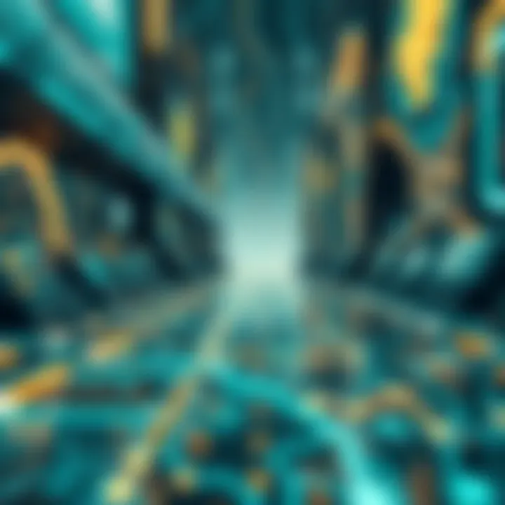 A futuristic digital landscape representing emerging technologies and cryptocurrency