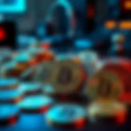 Diverse cryptocurrency coins displayed on a table