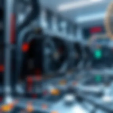 A high-tech cryptocurrency mining rig demonstrating the immersion cooling process in action.