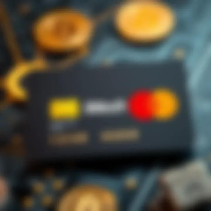 Mastercard's logo alongside cryptocurrency symbols