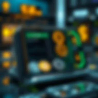 A futuristic digital wallet displaying various cryptocurrencies.