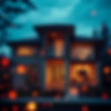 A modern home with a digital currency overlay.