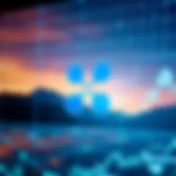 Ripple logo on a digital background