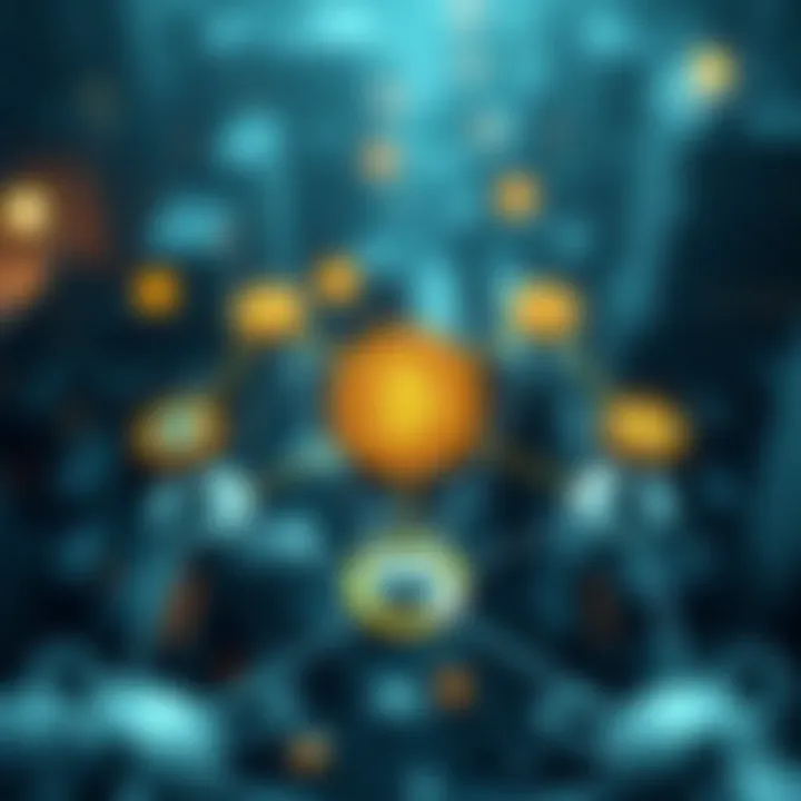 Illustration of blockchain technology with interconnected nodes