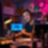 Digital Artist Engaged in Creation An illustration showing a digital artist at work with vibrant colors and tools