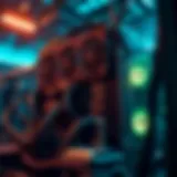 A detailed view of a cryptocurrency mining rig showcasing advanced technology