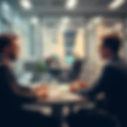 Winklevoss twins discussing cryptocurrency in a modern office.