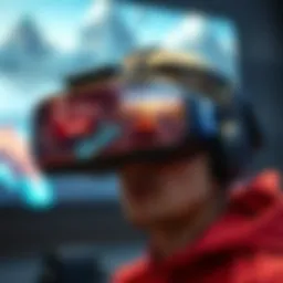 A virtual reality headset showcasing a gaming environment