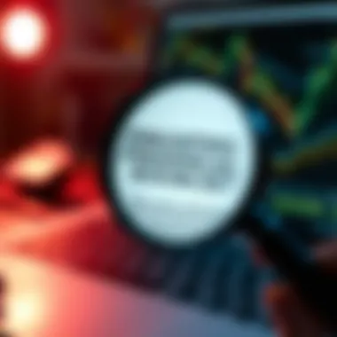 Evaluating Financial News Sources A magnifying glass highlighting a reputable financial source