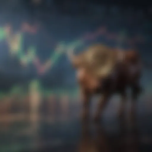 A bullish market represented by a rising cryptocurrency graph.