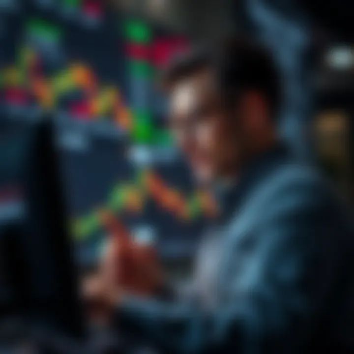 Investor analyzing stock market indicators