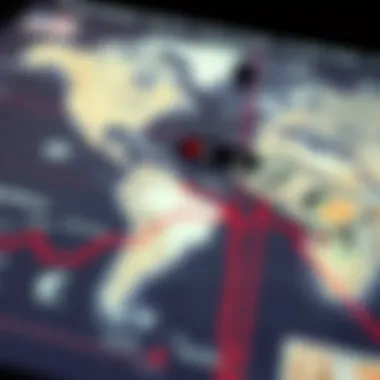 Map indicating currency exchange rates